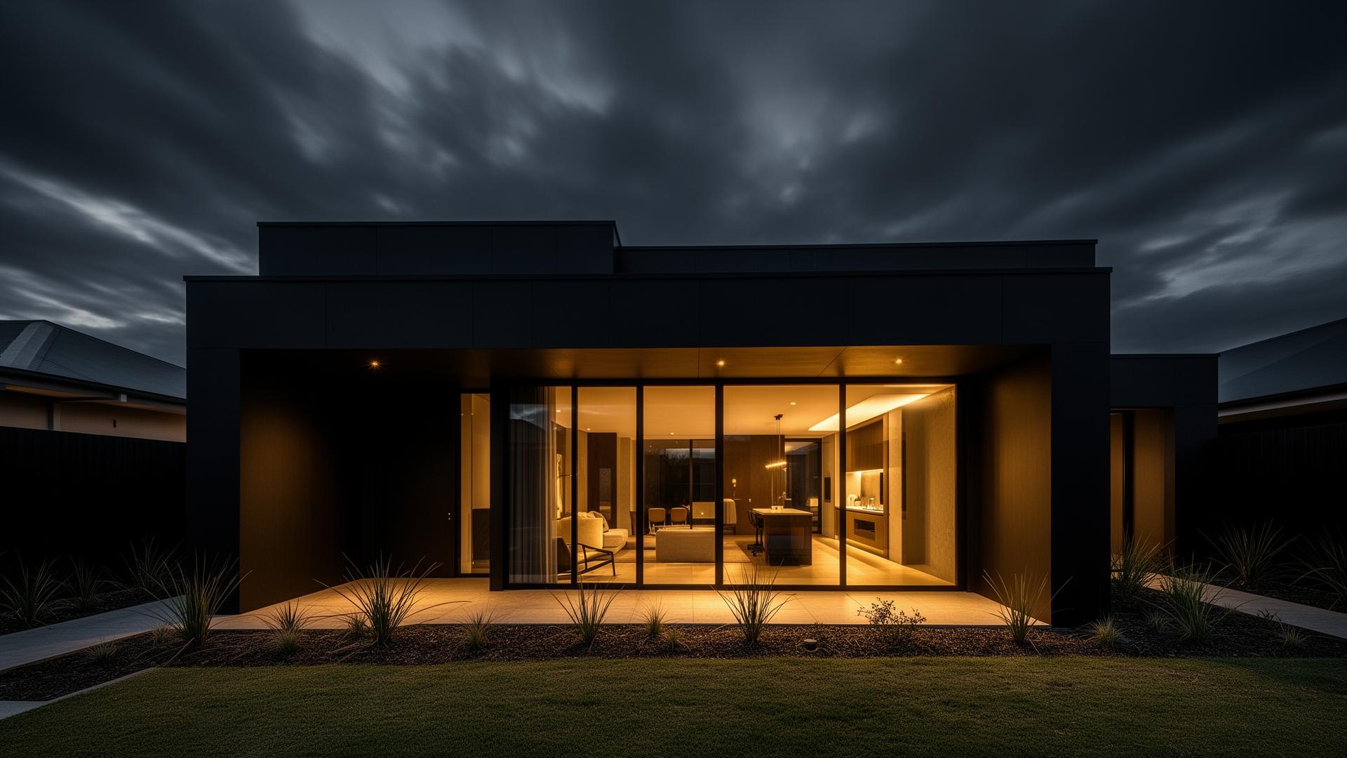 Modern Adelaide architectural home at dusk