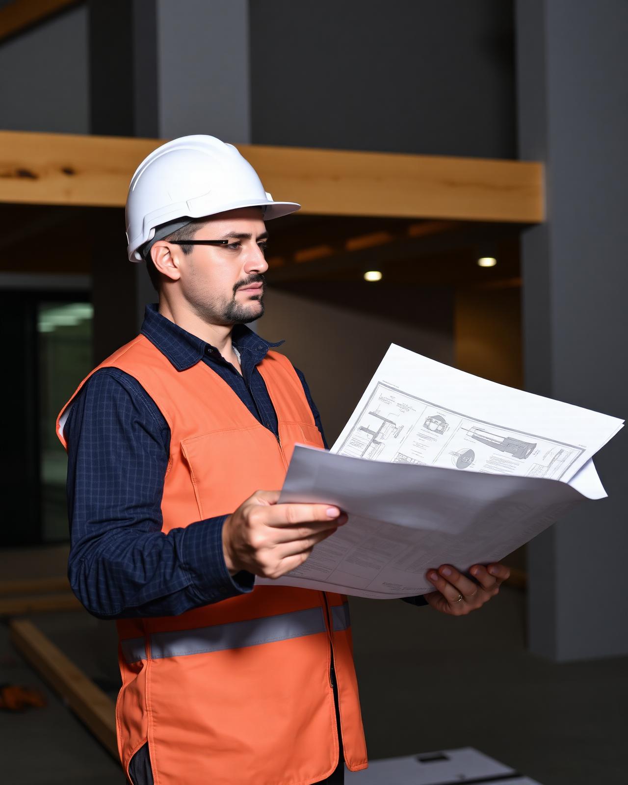DTM Construct project manager reviewing plans on site